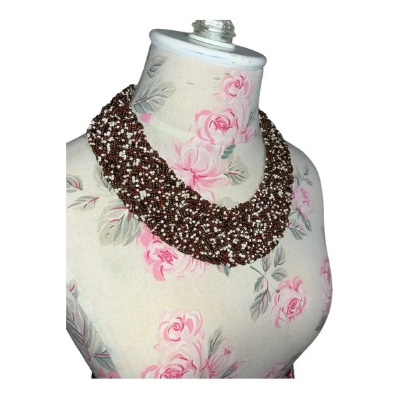 Vintage Beaded Collar Necklace in 🌍 tones - Picture 4 of 7